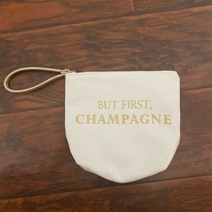 But first champagne makeup bag/pouch wristlet